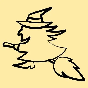 Icon witch. Illustration of halloween elements. Icon in hand drawn style. Stock Illustration