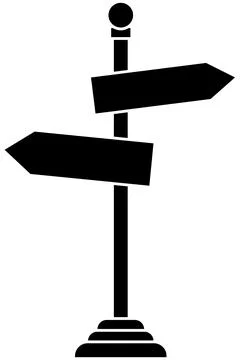 Icon wooden pointers and direction arrows, black silhouette. Stock Illustration