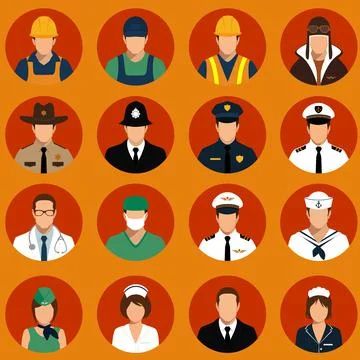 Icon workers, profession Stock Illustration