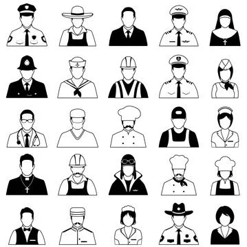 Icon workers, profession Stock Illustration