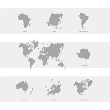 Icon with world map and world continents Stock Illustration