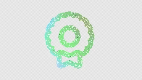 Icon wreath is made up of LED square shapes that shimmer and flicker. There are Stock Footage 301442576