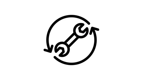Icon of a wrench within a circle, indicating tools or engineering themes. Stock Footage 334778487