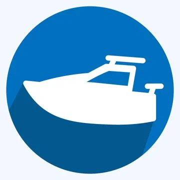 Icon Yacht - Long Shadow Style - Simple illustration,Editable stroke Stock Illustration