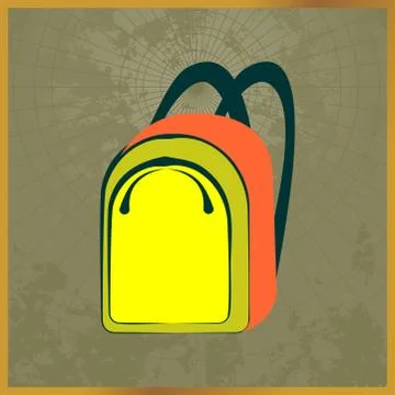 Icon with a yellow backpack field map 스톡 일러스트