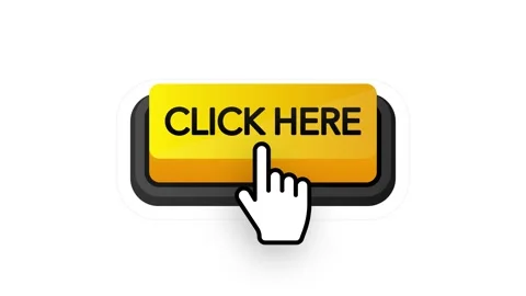 Icon with yellow click here 3D button on white background for web marketing Stockbeeldmateriaal 153489454