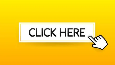 Icon with yellow click here button on white background for web marketing design Stock Illustration