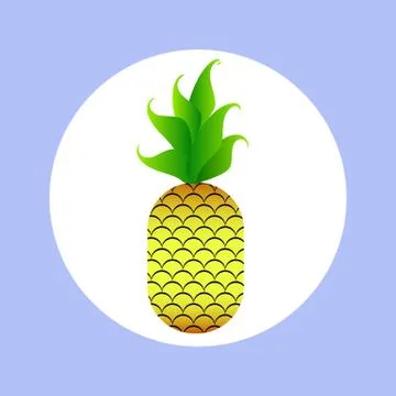 Icon yellow juice pineapple in circle Stock Illustration