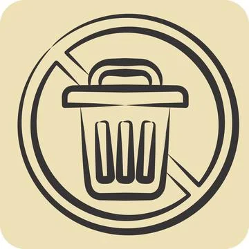 Icon Zero Waste. related to Waste symbol. hand drawn style. design editable Stock Illustration