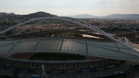 Iconic aerial view over the Olympic stadium OAKA in Athens, Greece Stock Footage 160976027