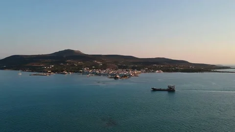 Iconic aerial view over Pounda beach at the famous Submerged ancient city of  Stock Footage 161179862