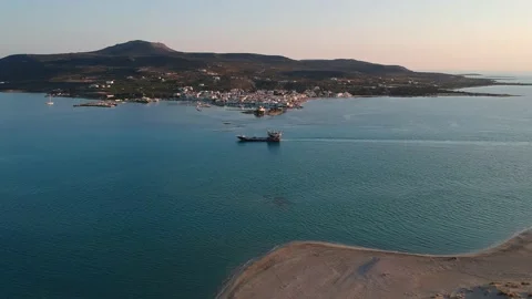 Iconic aerial view over Pounda beach at the famous Submerged ancient city of  Stock Footage 161180339