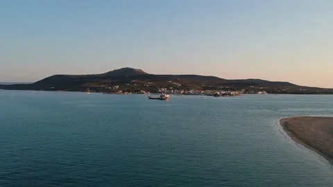Iconic aerial view over Pounda beach at the famous Submerged ancient city of  Stock Footage 161180992