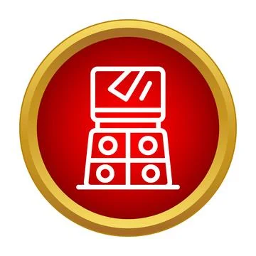 Iconic alien dalek robot icon in red circle Stock Illustration