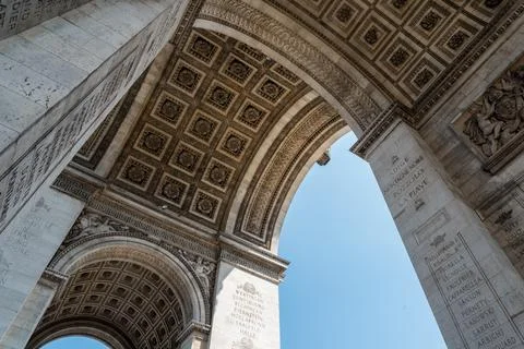 Iconic Arc de Triomphe in Summer in Paris Stock Photos