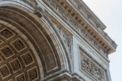 Iconic Arc de Triomphe in Summer in Paris Stock Photos