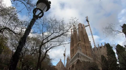 Iconic Architectural Landmark Under Construction Amidst Nature Stock Footage 314059965