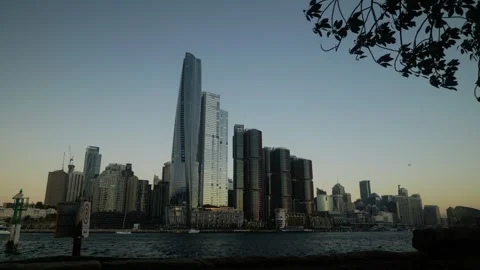 Iconic architecture early evening at Sydneys  Barangaroo area 6K Stock Footage 304401165