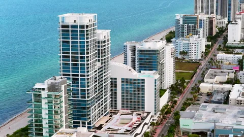 Iconic architecture miami Beach shot with a drone Stock-Footage 344052373