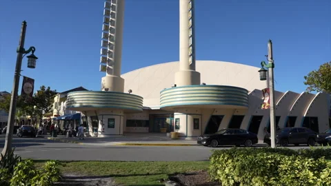Iconic Art Deco Cinema Under Clear Blue Sky Stock Footage 319462426