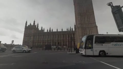 Iconic Attractions, Sightseeing Visitors, Westminster Bridge Intersection Stock Footage 343045553