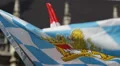 Iconic Bavarian Civil Flag German Bavaria City Munich Marienplatz New Town Hall HD Footage