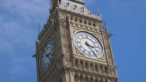 Iconic Big Ben Clock Tower with Westminster Bridge in London in England in .. Stock Footage 268414266