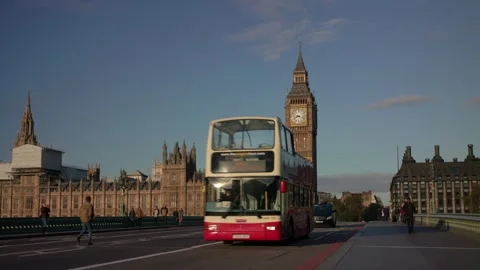 Iconic Big Ben Elizabeth Tower and Palace of Westminster Video stock 334435309