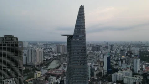 Iconic Bitexco Financial Tower in Ho Chi Minh City, Vietnam Skyline Stock Footage 335601873