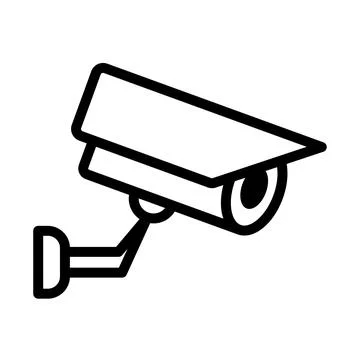 Iconic Black and White Security Camera Symbol for Surveillance and Monitoring Stock Illustration