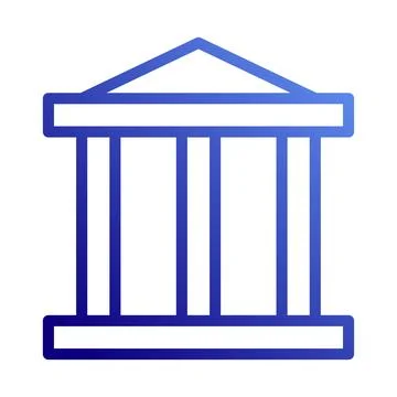 Iconic Blue Building Structure with Classic Columns Ilustración de archivo