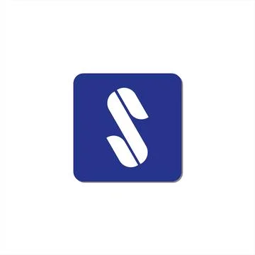 Iconic blue minimalist logo featuring a stylized letter S Stock Illustration