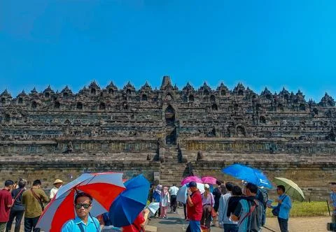 Iconic Borobudur Temple in Central Java, Indonesia Stock Photos