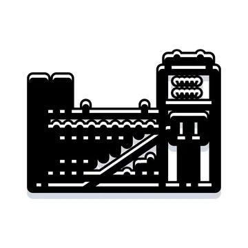 Iconic bridge architecture with connecting towers vector design Stock Illustration