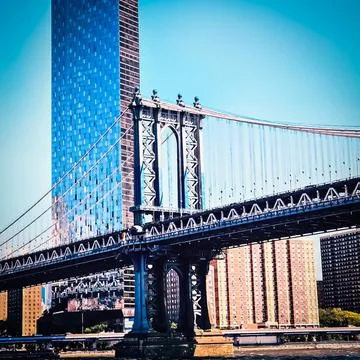 Iconic Bridge with a Modern Backdrop Stock Photos