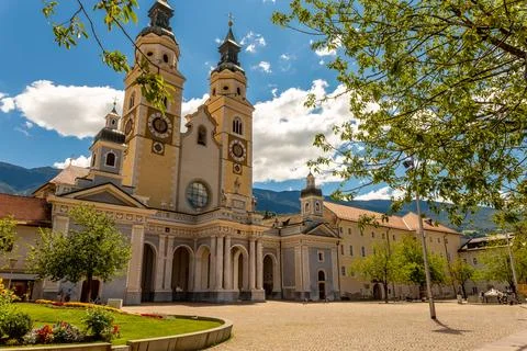 The iconic Brixen Cathedral Square Stock Photos