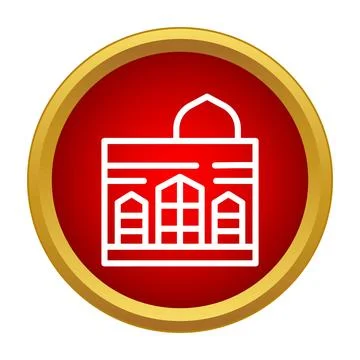 Iconic building structure with dome architecture inside circle Stock Illustration
