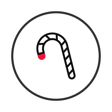 Iconic candy cane symbol with vibrant red tip and classic stripe pattern pr.. Stock Illustration