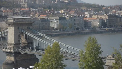  Iconic Chain Bridge Of Budapest Stock Footage 106424957