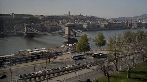 Iconic Chain Bridge Of Budapest Stock Footage 106424967