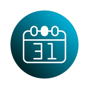 Iconic circular teal calendar displaying the date thirty-one marking an imp.. Stock Illustration