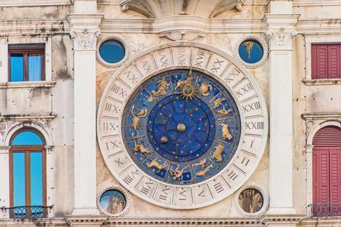 Iconic clock tower of St Mark's Square in Venice, Italy Fotos de archivo