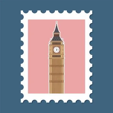 Iconic Clock Tower Stamp Illustration Stock Illustration