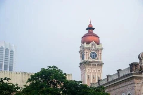 The iconic clock tower of Sultan Abdul Samad building at Dataran Merdeka Stock Photos