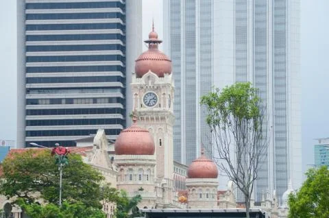 The iconic clock tower of Sultan Abdul Samad building at Dataran Merdeka Stock Photos