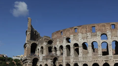 Iconic Colosseum Rome Gladiator Sightseeing Famous Ancient Landmark Sunny Day Video stock 30591548