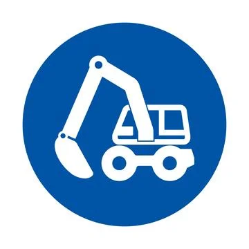 Iconic Construction Excavator on Blue Background for Industry Graphics Illustrazione stock