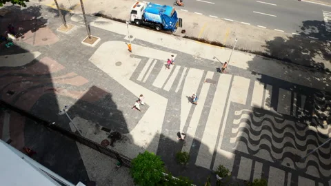 Iconic Copacabana Sidewalk Pattern from Above Video stock 328703829