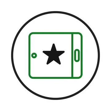 Iconic digital tablet illustration with star symbol portraying quality appl.. Illustrazione stock