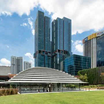 The iconic dome of Apple The Exchange TRX with modern skyscrapers in Kuala Stock Photos